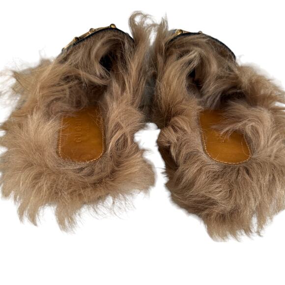 Gucci Horsebit Bee Princetown Fur Mules Loafers Black Size EU 37 US 7 - Picture 10 of 15